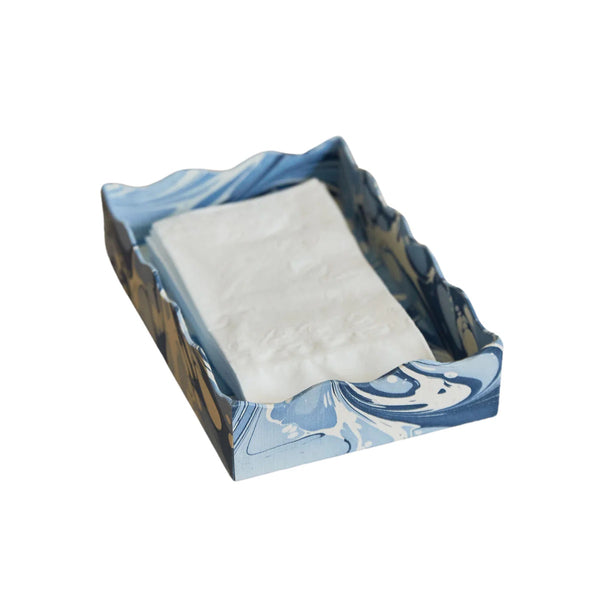 Blue Swirl Wavy Edge Tray, small