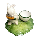 Majolica White Rabbit Egg Cup