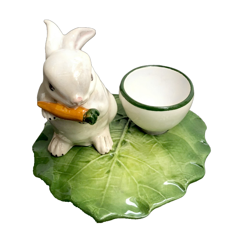 Majolica White Rabbit Egg Cup