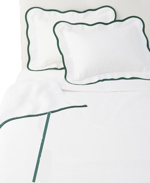 Hunter Green Pique Scallop Bedding