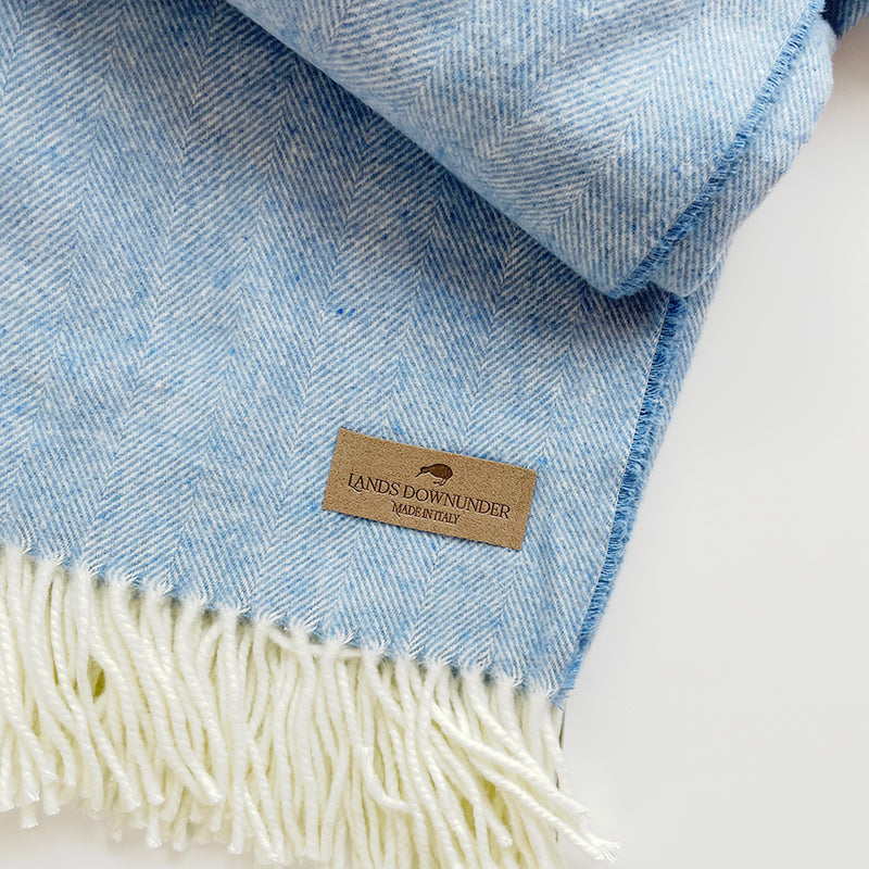 Italian Herringbone Throw, Denim