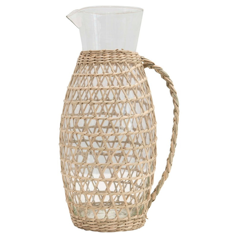 Glass Pitcher with Seagrass Weave