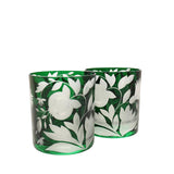 Floral Double Old Fashioned Glass, Pair