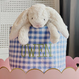 Blue Gingham Seersucker Easter Bucket Basket