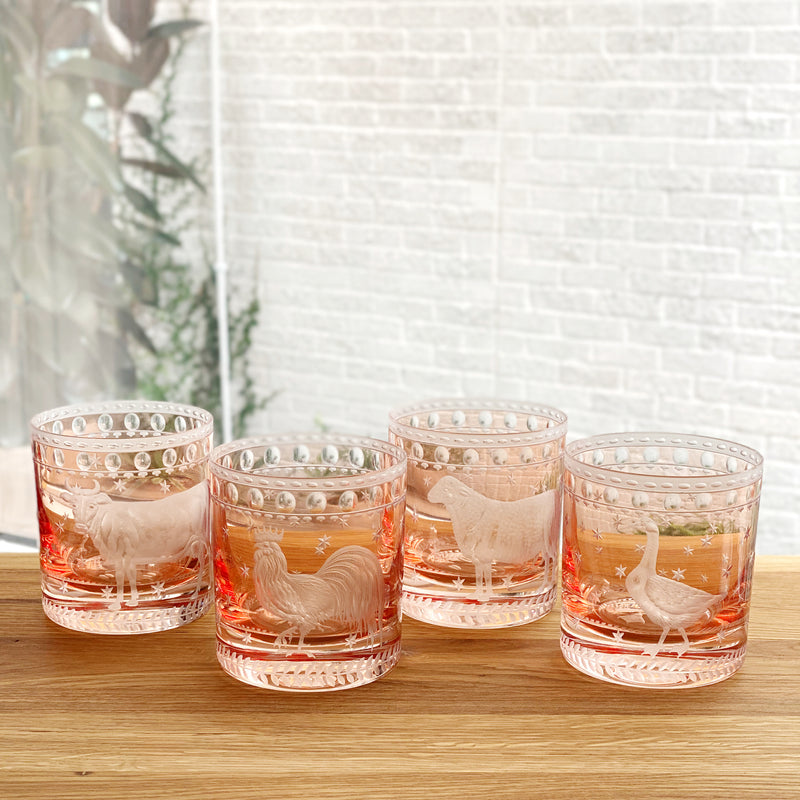 Farmyard Double Old Fashioned, Set of 4