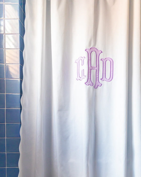 White Somerset Scallop Shower Curtain