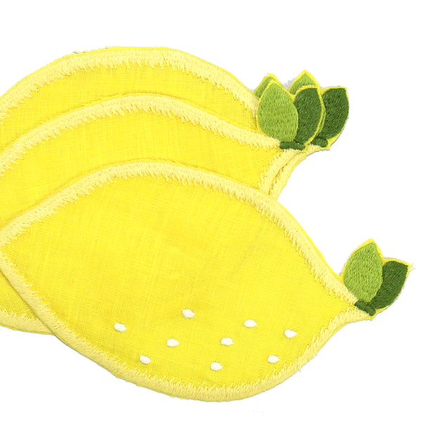 Lemon Shaped Cocktail Napkins, set of 4