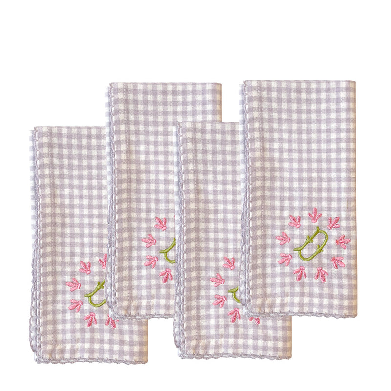 Lilac Gingham Dinner Napkin, set of 4