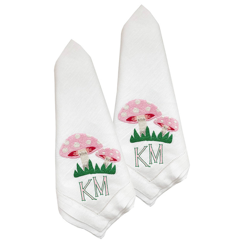 Pink Mushroom Dinner Napkins, set of 2