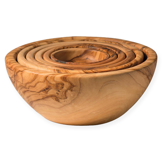 Olive Wood Nesting Bowls Biscuit Home