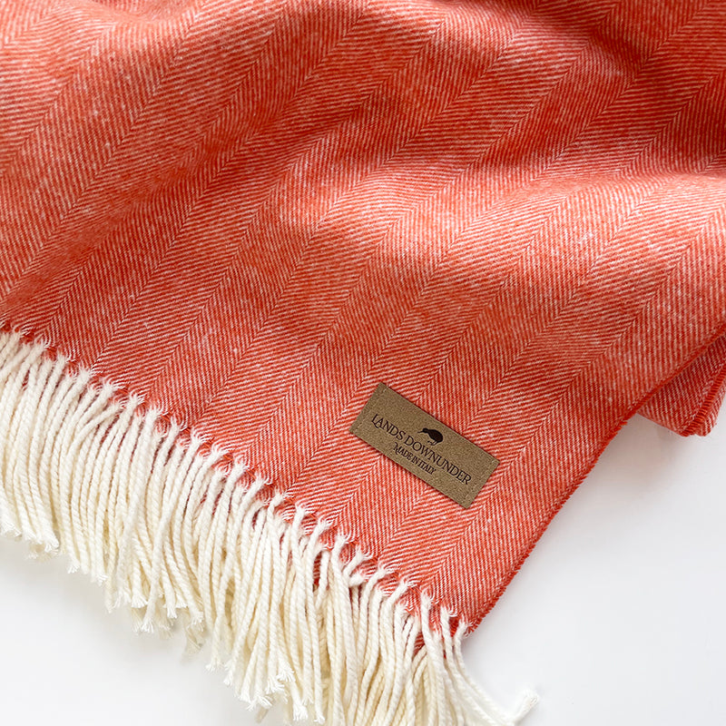 Italian Herringbone Throw, Mandarin