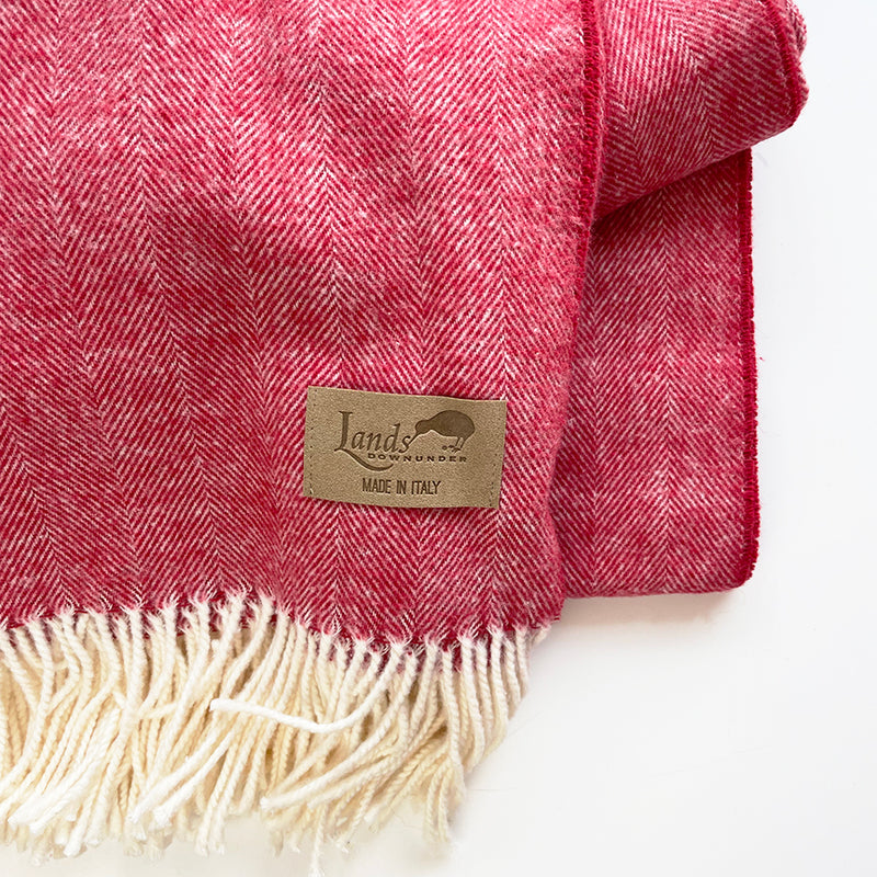 Italian Herringbone Throw, Red