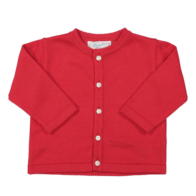 Girls Classic Red Knit Cardigan