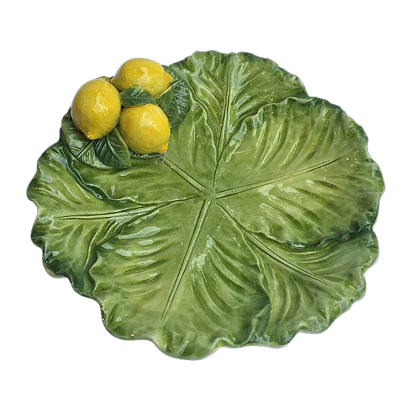 Majolica Lemon & Cabbage Plate, Small