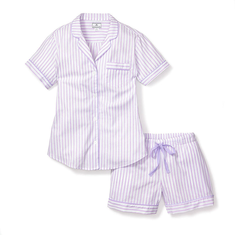 Women's Lavender French Ticking Short Set