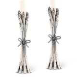 Asparagus Pewter Candlestick, pair